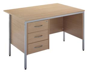 PILOT H-leg rectangular 3Drw pedestal desk