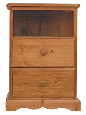 pine 2 DRAWER AND SHELF BEDSIDE BADGER