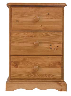 pine 3 DRAWER BEDSIDE CABINET BADGER