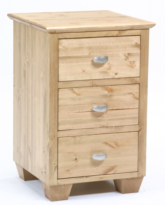 PINE 3 DRAWER BEDSIDE CABINET MONTEM