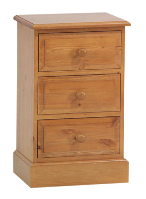 PINE 3 DRAWER BEDSIDE CABINET SOMERSET