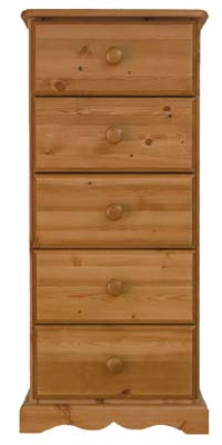 pine 5 DRAWER BEDSIDE CABINET BADGER