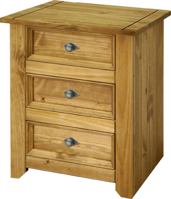 PINE BEDSIDE 3 DRAWER CABINET AMALFI