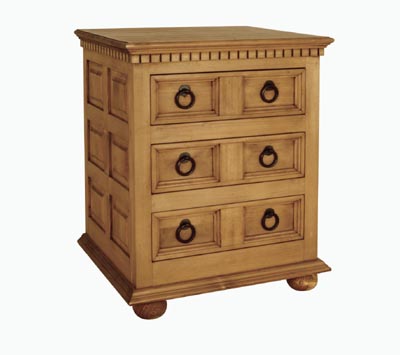 pine BEDSIDE 3 DRAWER CATALAN