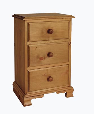 pine BEDSIDE 3 DRAWER OG