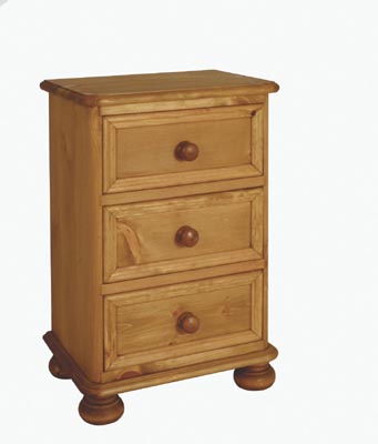 PINE BEDSIDE 3 DRAWER VICTORIAN