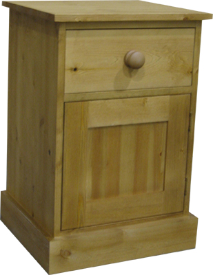 pine BEDSIDE CABINET 1 DR 1 DRAWER SHAKER