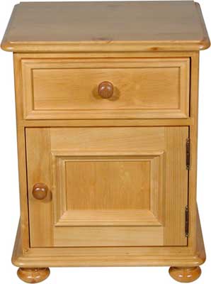 pine BEDSIDE CABINET 1 DRAWER 1 DOOR ASCOT