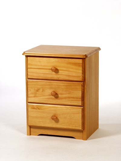 PINE BEDSIDE CABINET 3 DRAWER CALEDONIAN