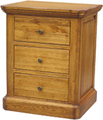 pine BEDSIDE CABINET 3 DRAWER RUSTIC