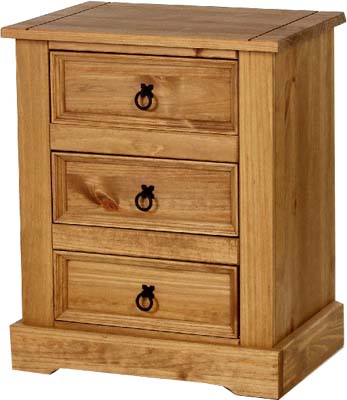 BEDSIDE CABINET 3 DRAWER SANTA FE CORONA