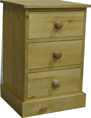 pine BEDSIDE CABINET 3 DRAWER SHAKER