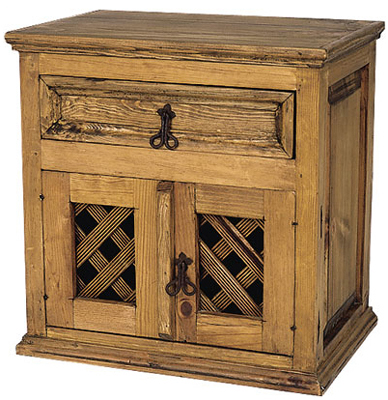 PINE BEDSIDE CABINET CHETUMAL LATTICE