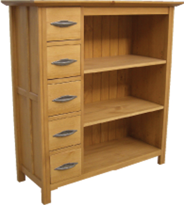 pine BOOKCASE 5 DRAWER LINTON