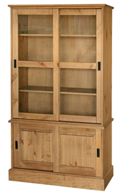 pine Bookcase 74in x 42.5in 2 Door Glazed