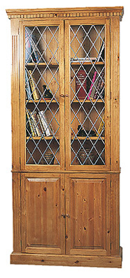 pine BOOKCASE FULL LENGTH LEADED LIGHT 78.75IN x