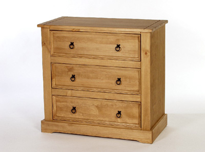 PINE CHEST 3 DRAWER WIDE SANTA FE