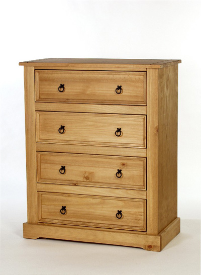 PINE CHEST 4 DRAWER WIDE SANTA FE