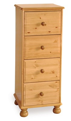 pine CHEST SLIM 4 DEEP DRAWER CLASSIC