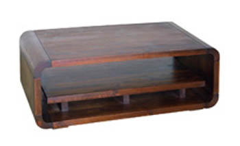 pine COFFEE TABLE WITH SHELF CUBE WALNUT TRAFFORD