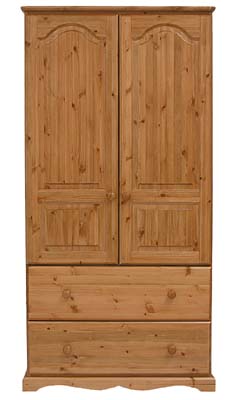 pine DOUBLE 2 DRAWER WARDROBE BADGER