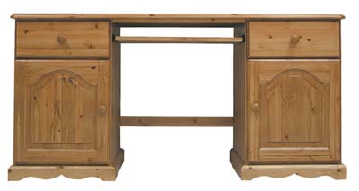 pine DOUBLE PEDESTAL COMPUTER DESK BADGER