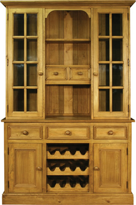 pine DRESSER GLAZED WITH WINE RACK