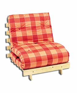 PINE Futon/Terracotta Check Mattress