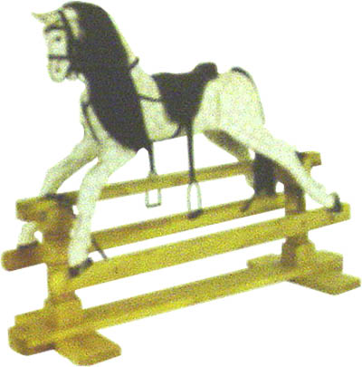 ROCKING HORSE PAINTED ON STAND MEDIUM