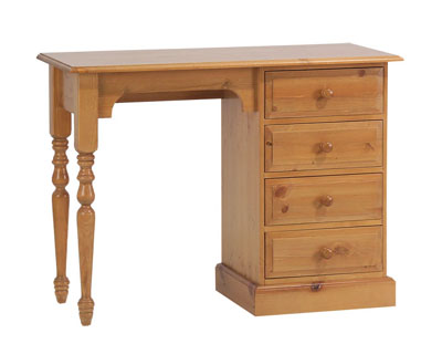 PINE SINGLE PEDESTAL DRESSING TABLE SOMERSET