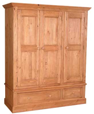 pine triple Wardrobe with 2 drawers Harrogate