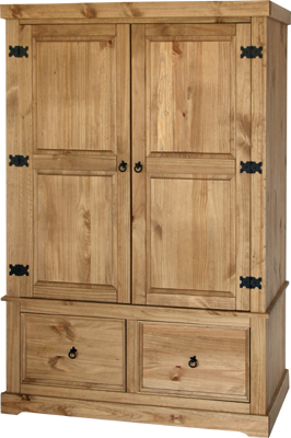 pine Wardrobe 2 Door 2 Drawer Santa Fe Value