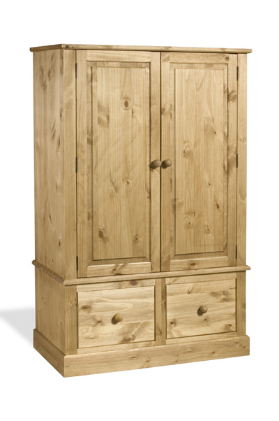 PINE WARDROBE 2 DOOR 2 DRAWER WIDE GRAMPIAN