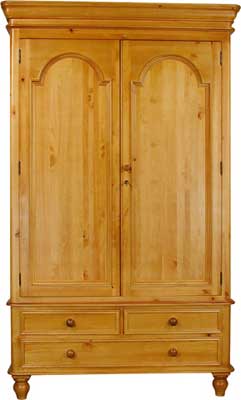 pine WARDROBE DOUBLE 2 DOOR 3 DRAWER ASCOT