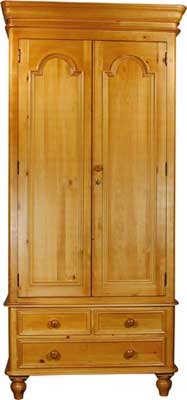 PINE WARDROBE SINGLE 2 DOOR 3 DRAWER ASCOT