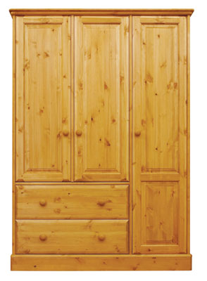 pine WARDROBE TRIPLE GENTS WITH DRAWERS SHERWOOD