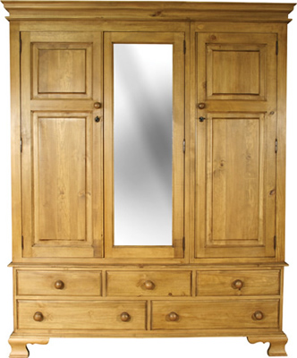 pine WARDROBE TRIPLE OGEE WITH MIRROR Pt4