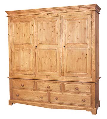 pine Wardrobe Triple With Drawers Romney