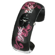 Black and Pink Bangle Watch