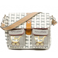 Maman & Bebe Messenger Bag - Gray Bows