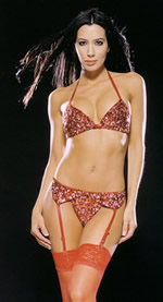 Pink Piranha 3 Piece Sequin Bikini Set- Red- One Size