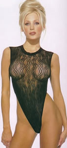 Pink Piranha Swirl Lace Bodysuit- Black- One Size