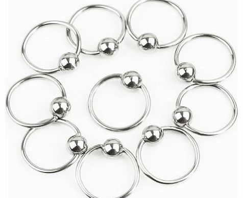 Pinzhi 10x Silvery Stainless Steel Round Circle Eyebrow Hoop Nose Lip Ring Bar Piercing