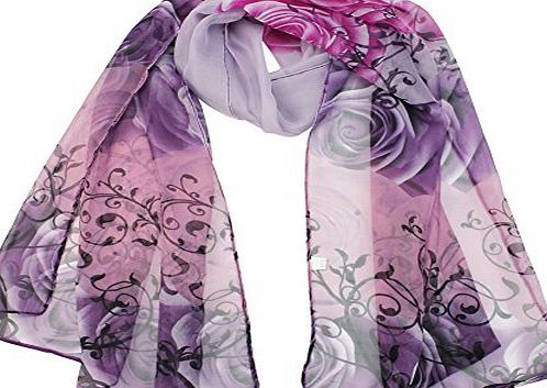 Pinzhi Fashion Women Lady Girl Flower Print Soft Chiffon Scarf Shawl Neck Wrap Stole