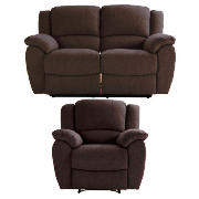 regular recliner sofa & armchair, chocolate