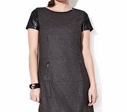 Black cotton blend mosaic print dress