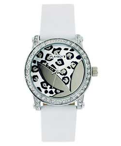 playboy Ladies Round Leopard Dial Watch