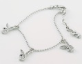 rhodium-plated 3-charm bracelet