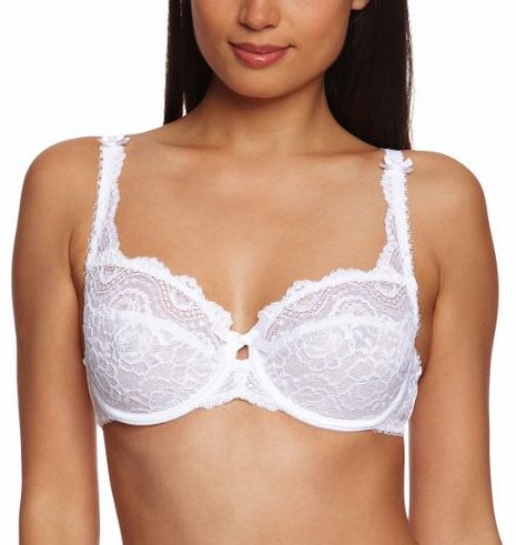 Flower Lace Balcony Womens Bra White 36B