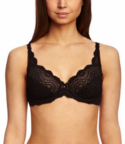 Womens Flower Lace Underwire Bra Black 15832 38F